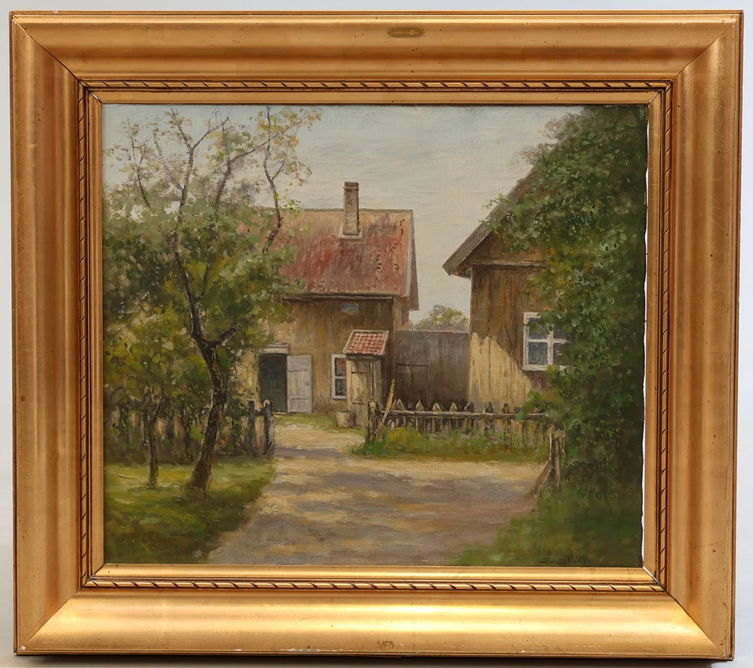 SEVERIN NILSON. Gårdsmotiv, olja på duk, signerad. — Paintings — Gomér & Andersson Nyköping