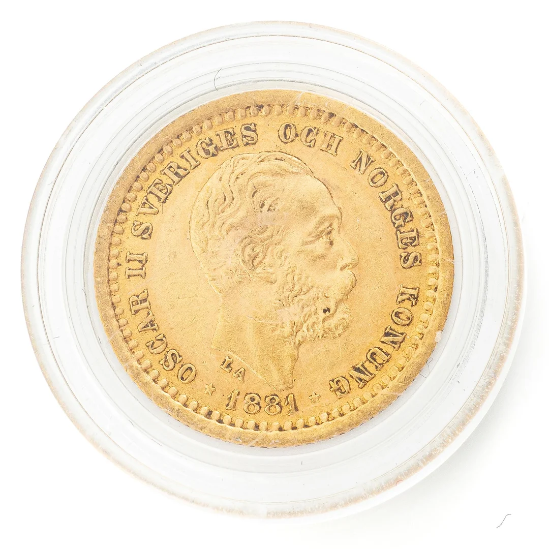 Guldmynt, Sverige, Oskar II, 5 kronor, 1881. — Militaria/Mynt — Bukowskis