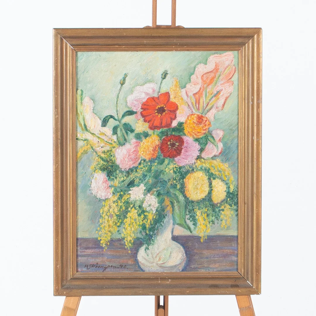 OIDENTIFIERAD KONSTNÄR. Olja på duk, blomsterstilleben. — Paintings — Laholms Auktionskammare