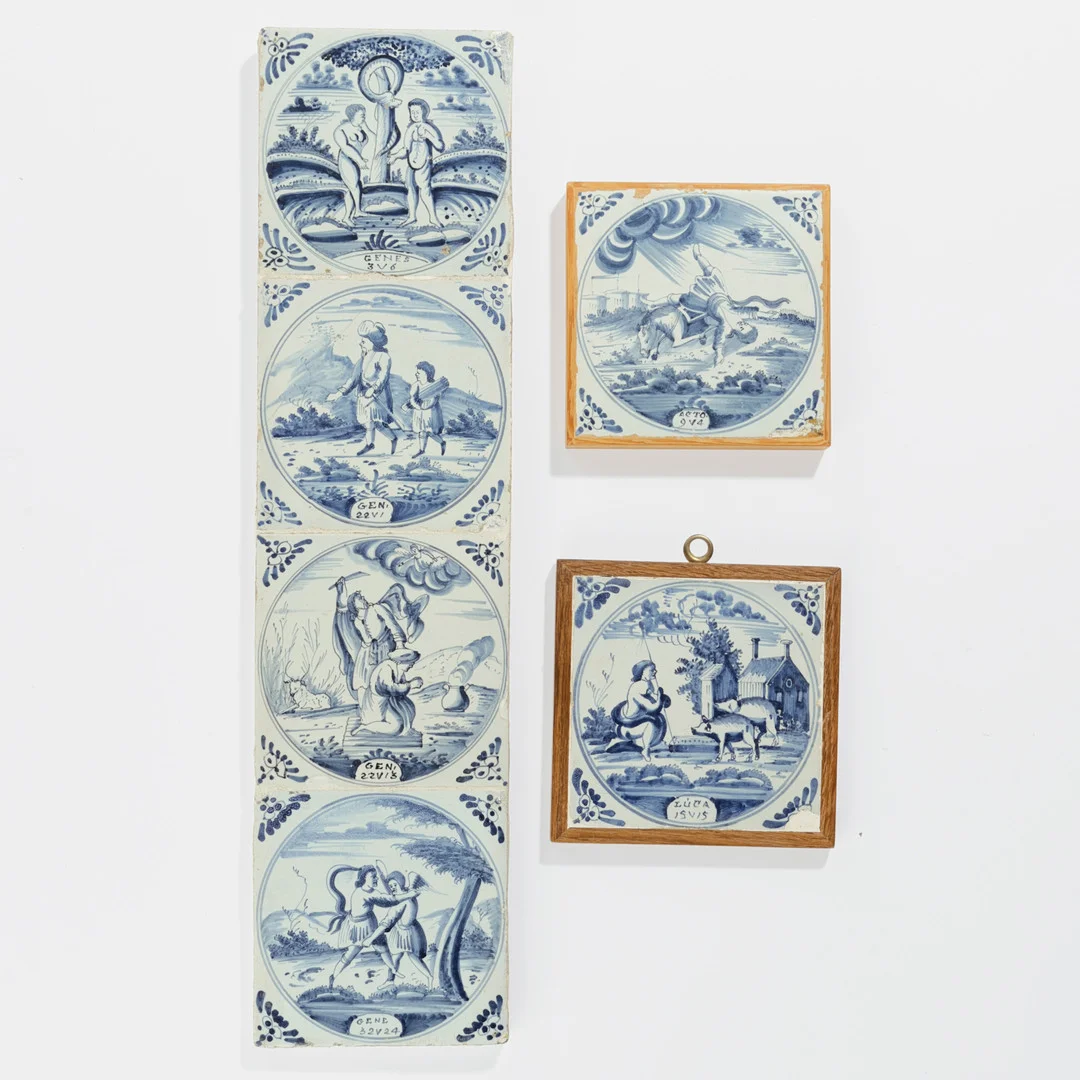 Hollandske kakler / fliser med bibelske motiver, antagelig Delft 1700 tallet (6). — European — Palsgaard Kunstauktioner
