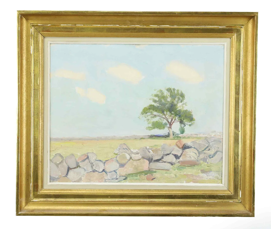 WILLIAM NORDING (1884-1956). Olja på pannå, Ölandsmotiv, signerad, daterad 1943. — Paintings — Hälsinglands Auktionsverk
