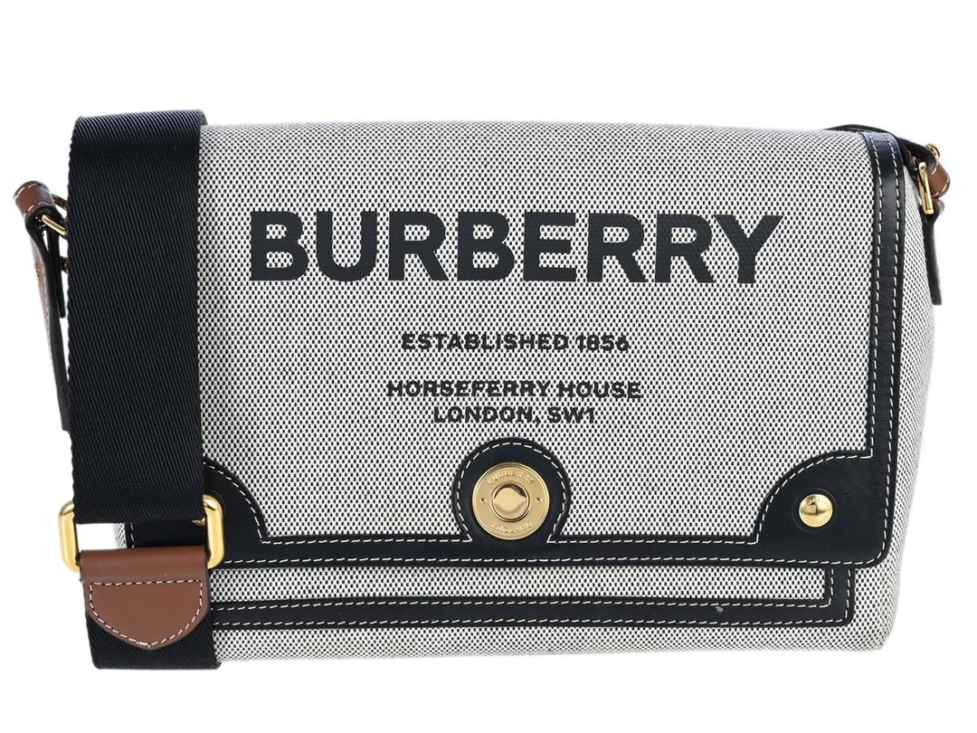 BURBERRY, VÄSKA, Messenger Bag, Horseferry Print grå, svart, brunt skinn, guldfärgade beslag, 25x16x8,5 cm, avtagbar axelrem, originalkvitto från 2023, tag, dustbag, originalkartong. Excellent Condition. — Accessoarer/Väskor — Kaplans