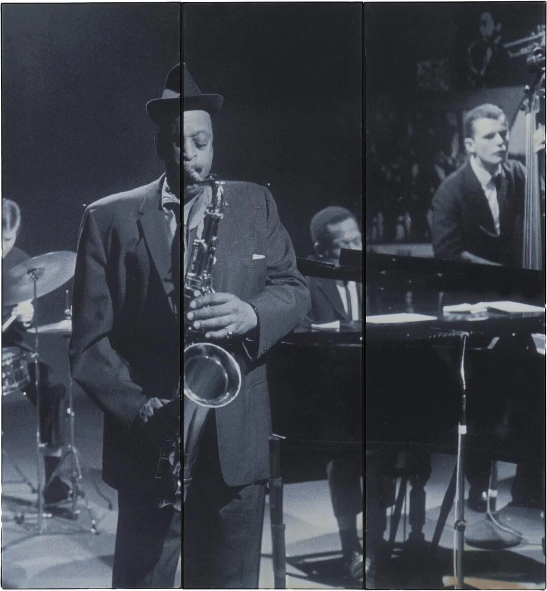 Jan Persson: “Ben Webster”. Triptych. Unsigned. Photostat. Each 140×50 cm. (140×150 cm. in total) (3) — Collector's items/Memorabilia — Bruun Rasmussen