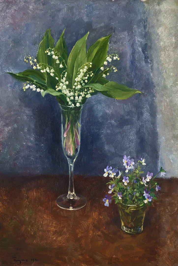RYNO FRIEBERG. ”Konvaljer och styvmorsvioler”. — Paintings — Stockholms Auktionsverk Magasin 5