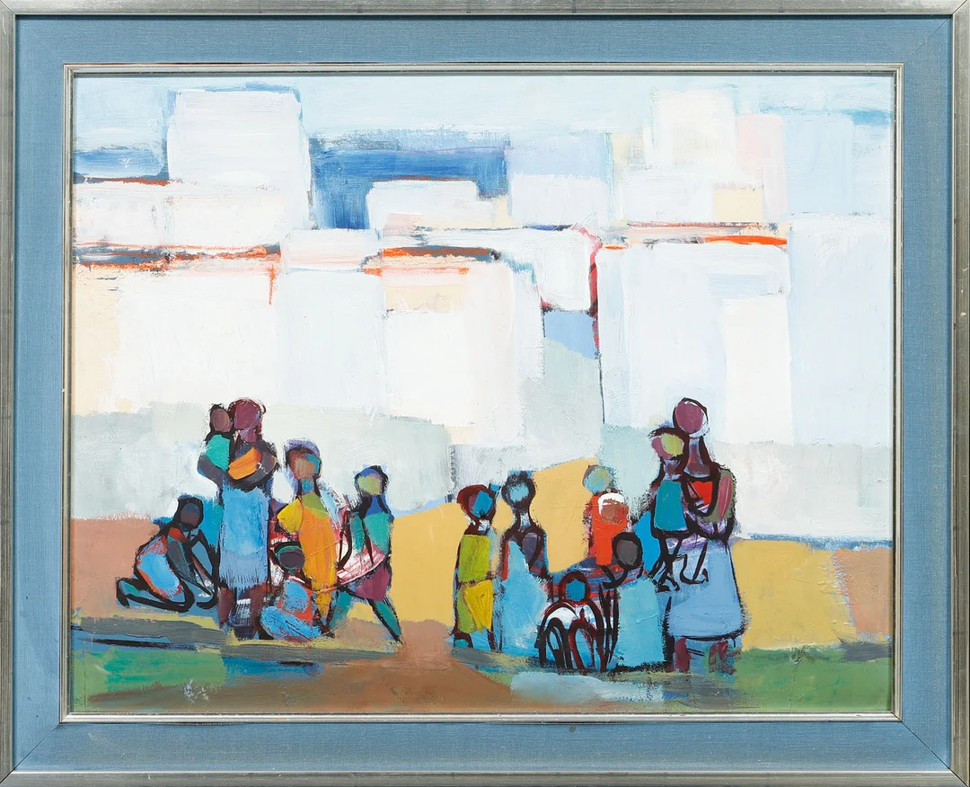 BRITA HANSSON. Figurscen, olja på pannå, signerad. — Paintings — Göteborgs Auktionsverk