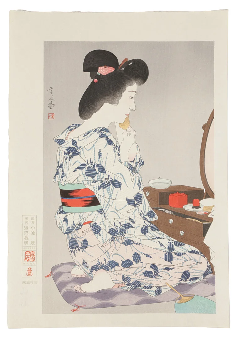 TORII KOTONDO (JAPANESE, 1900-1976) JAPANESE WOODBLOCK PRINT "MAKEUP". — Scrolls — Bishop & Miller