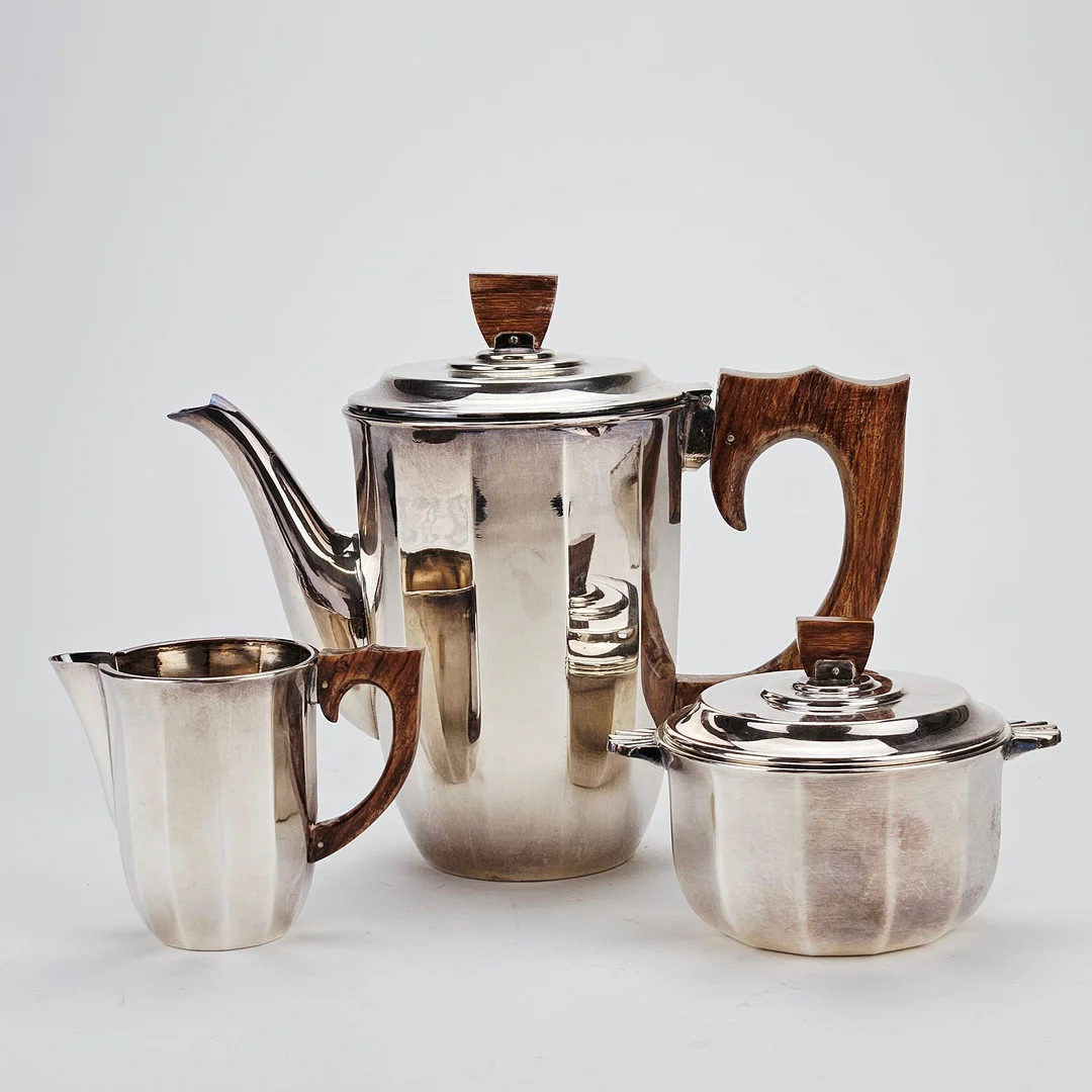 KAFFESERVIS, 3 delar, nysilver, DBE, 1940/50-tal. — Silver plated — Auktionshuset Thörner & Ek