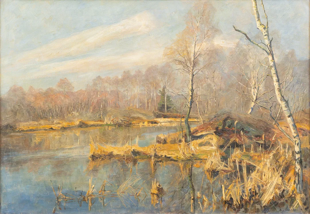 AAGE BERTELSEN ( DANMARK 1873-1945). Höstmotiv, olja på duk, signerad och daterad 1940. — Paintings — Garpenhus Auktioner