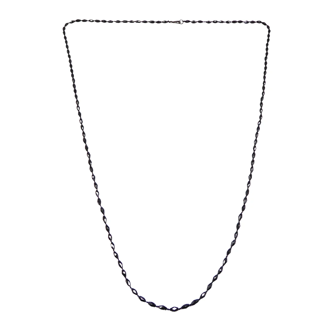 LANGE HALSKETTE MIT FACETTIERTEN SCHWARZEN GLASPERLEN, MODESCHMUCK. — Jewellery — Auktionshaus Stuber's Hammerschlag