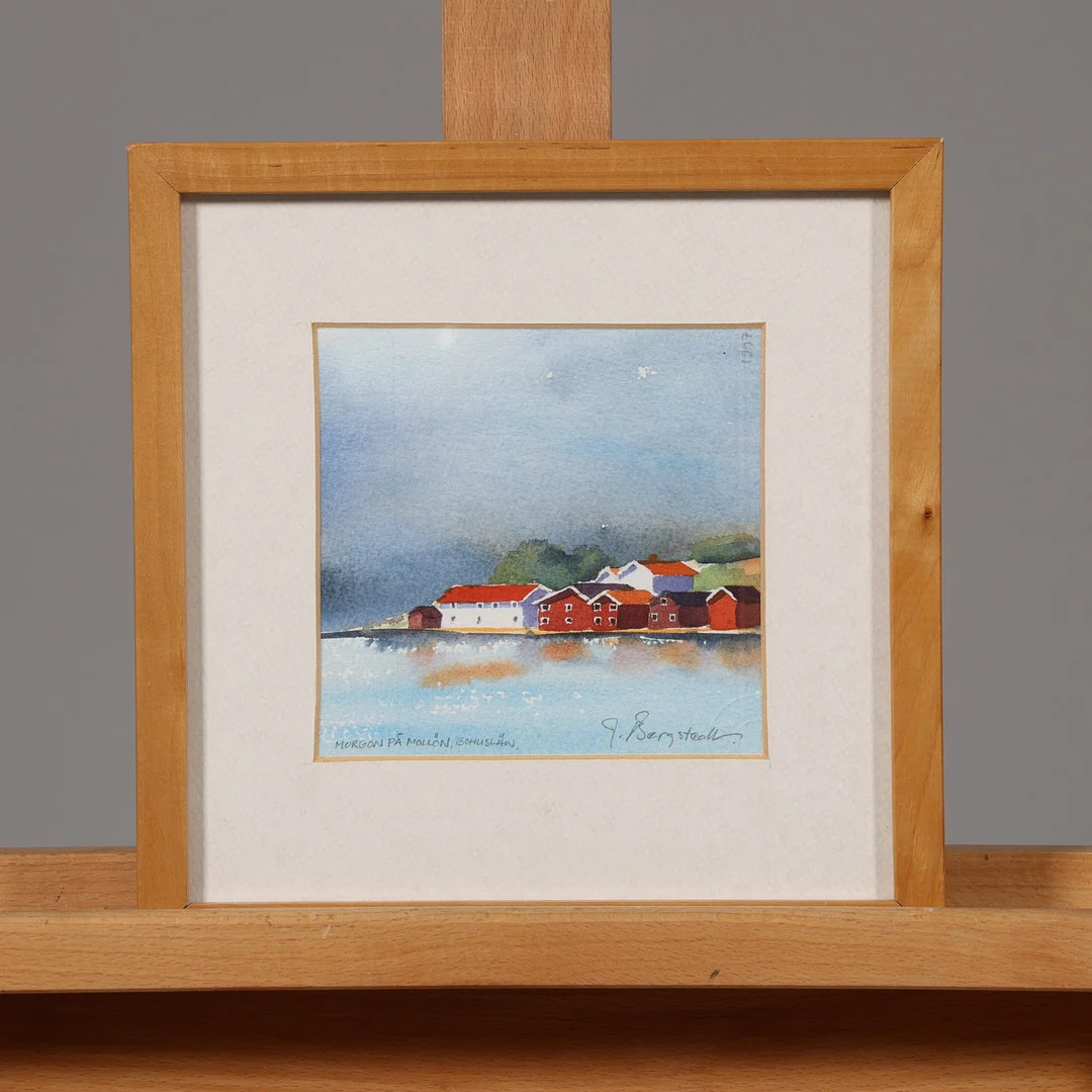 JONAS BERGSTEDT. AKVARELL, "Morgon på Mollön, Bohuslän", signerad samt daterad 1997. — Paintings — Borås Auktionshall