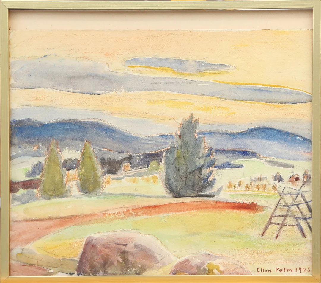 ELLEN PALM. AKVARELL, signerad, 1946. — Paintings — Kalmar Auktionsverk