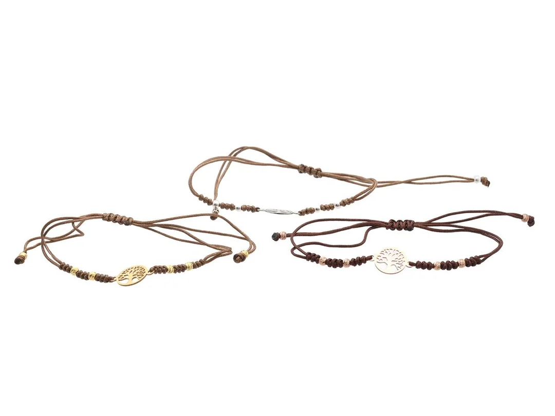3 ARMBAND, tyg, sterlingsilver, förgyllt sterlingsilver, roséförgyllt sterlingsilver, justerbar storlek, totalvikt 3,1 g. — Smycken/Smyckeset — Kaplans