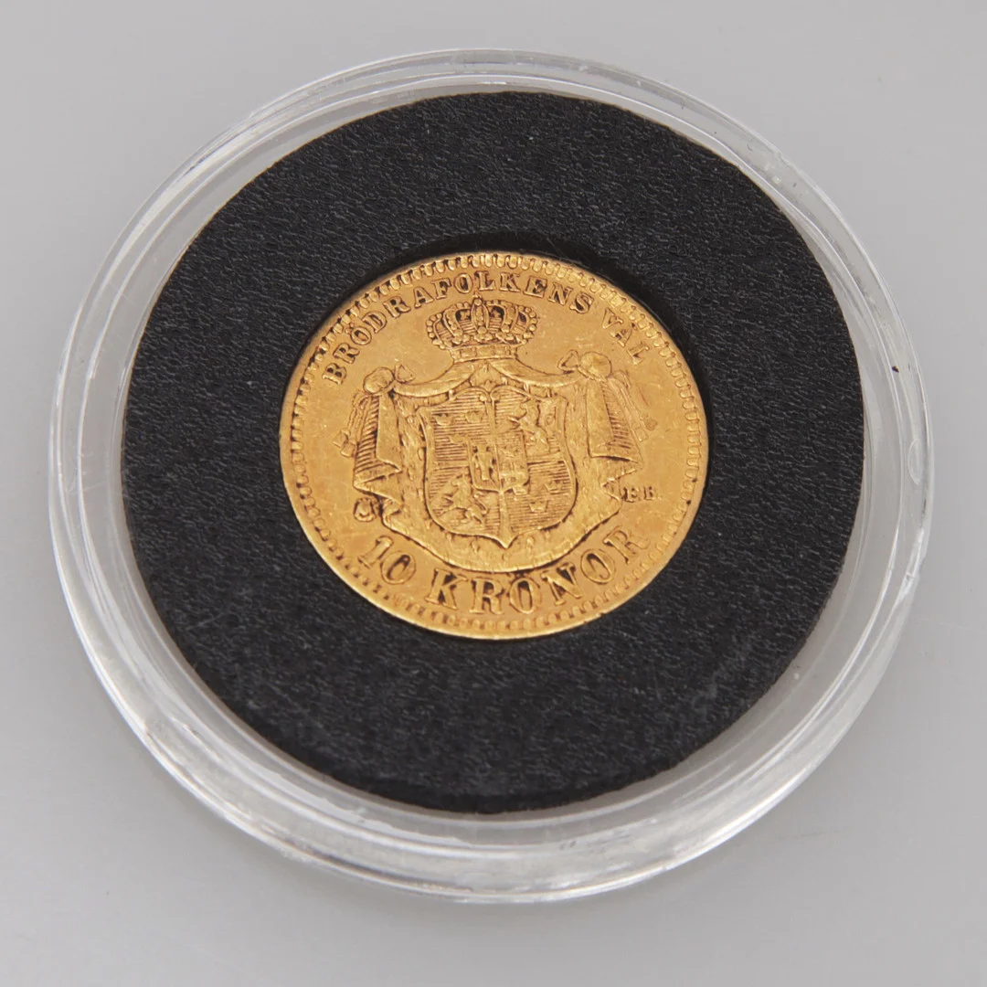 MYNT, guld, 10 kr, Sverige, 1894. — Coins & Banknotes — Växjö Auktionskammare