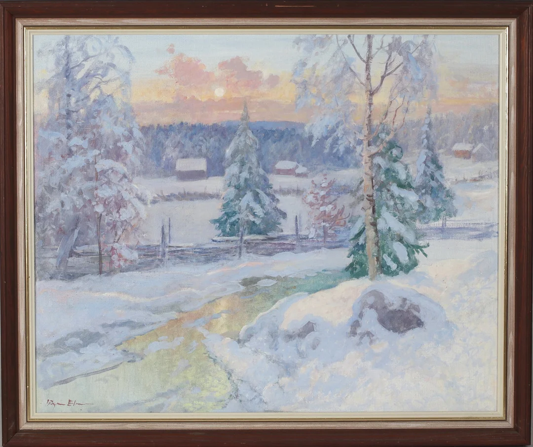 BÖRJE EKMAN. Vinterbild, olja på duk, signerad. — Paintings — Stadsauktion Sundsvall