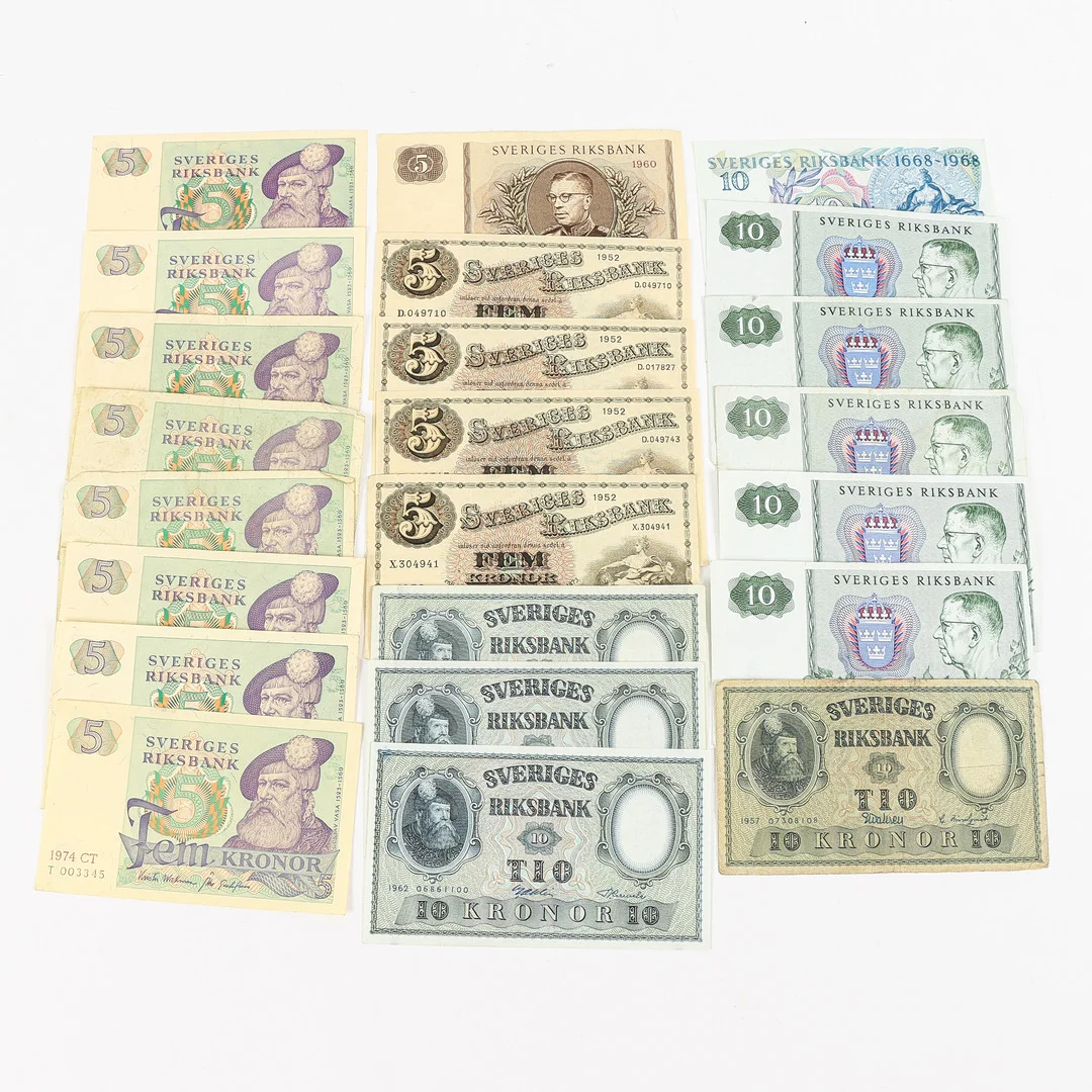 ÄLDRE SVENSKA SEDLAR. — Coins & Banknotes — Karlstad Hammarö Auktionsverk