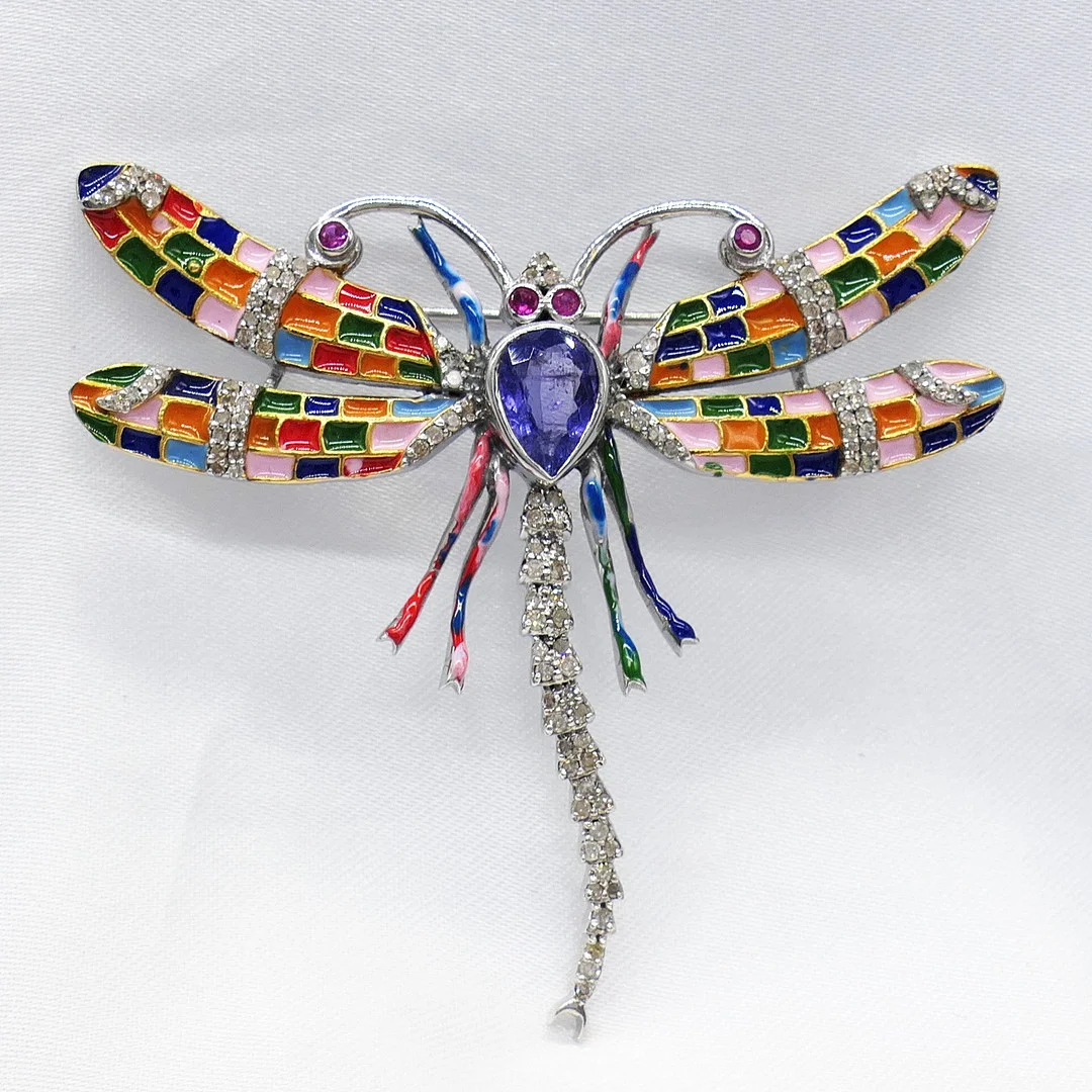 DRAGONFLY TANZANITE & DIAMOND brooch. — Brooches & Pendants — Rumsey’s Auctioneers