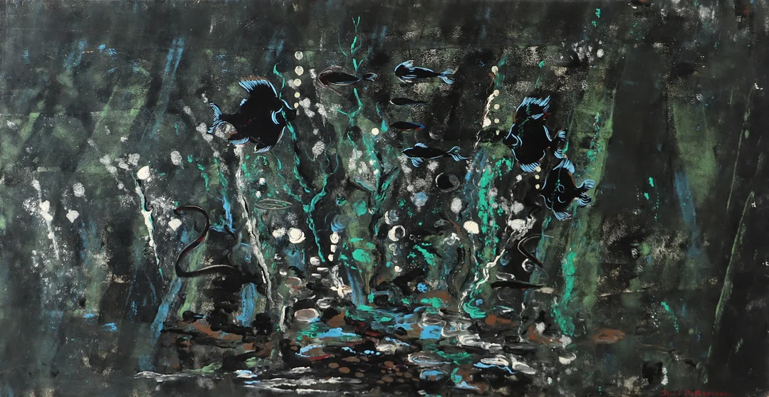 KURT PETTERSSON. Akvarium, olja på pannå, signerad. — Paintings — Helsingborgs Auktionskammare