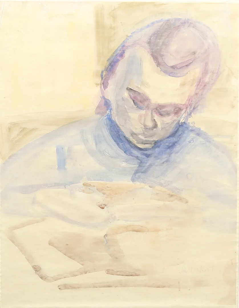SIRI DERKERT. Akvraell, förmodat självporträtt, signerad. — Paintings — Gomér & Andersson Linköping