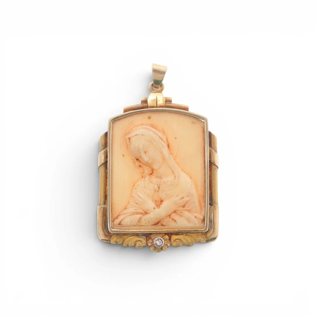 Art Deco Catalan devotional medal in gold, circa 1930. — Brooches & Pendants — Balclis