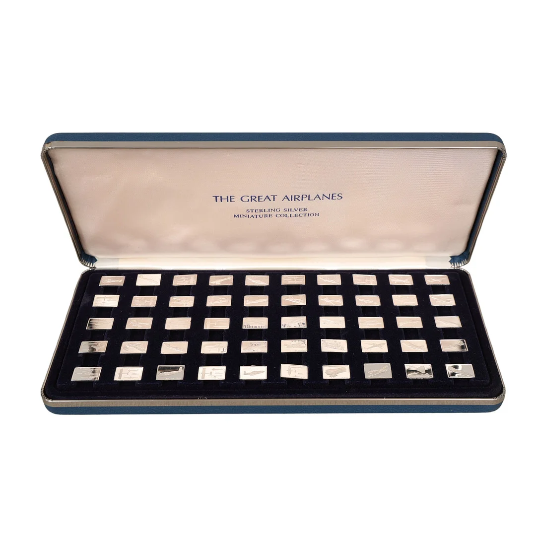 FRANKLIN MINT STERLING SILVER GREAT AIRPLANES MINIATURE COLLECTION. — Coins & Banknotes — Bishop & Miller