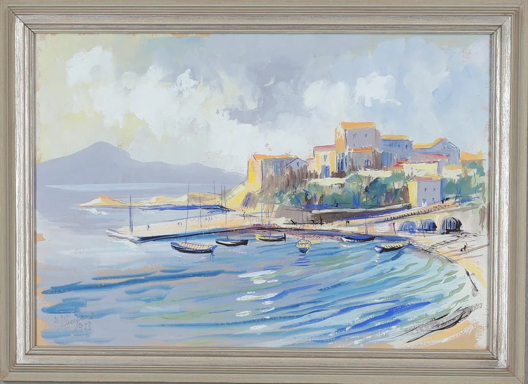 OIDENTIFIERAD KONSTNÄR. olja på papper, signerad och daterad 1958. — Paintings — Gomér & Andersson Norrköping