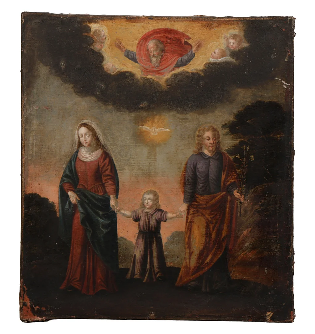 THE HOLY FAMILY, A FLEMISH STYLE OIL ON CANVAS. — Paintings — Bishop & Miller
