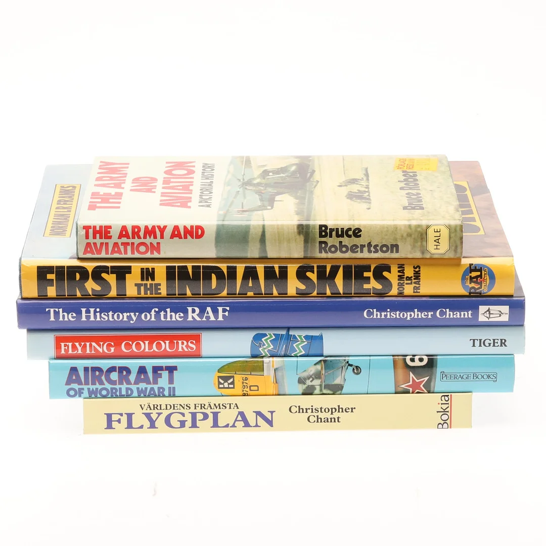 FAKTABÖCKER. Militär flygmaskinshistoria, svenska och engelska, 1980/1990-tal. — Books — Örebro Stadsauktioner