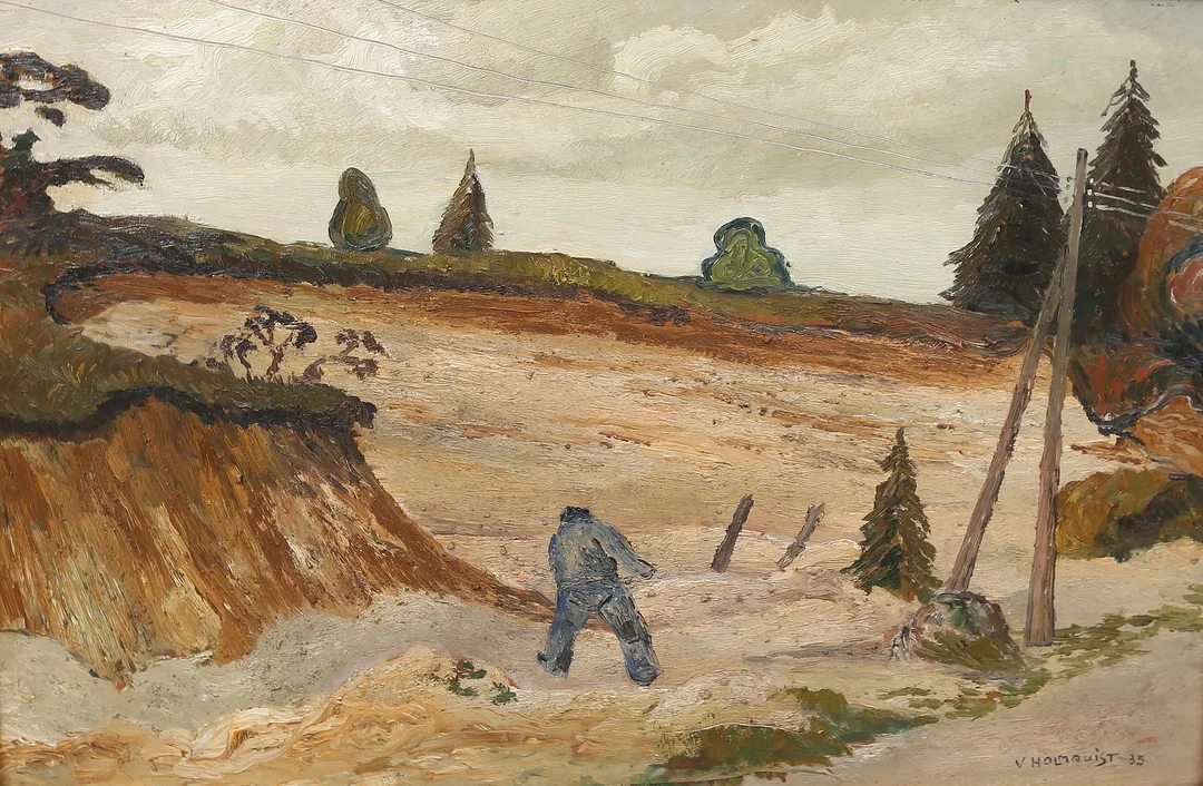 VERNER HOLMQUIST. (1888-1959), olja på pannå, signerad och daterad -35. — Paintings — Gomér & Andersson Linköping