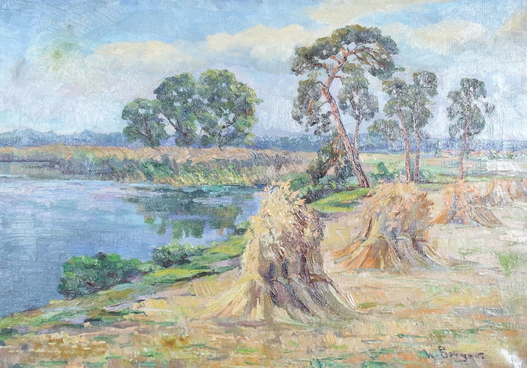 KARL BERGER (1911-C.1945). Öl auf Leinwand, '' Schilfgarben am Ufer ''. — Paintings — Stockholms Auktionsverk Düsseldorf/Neuss
