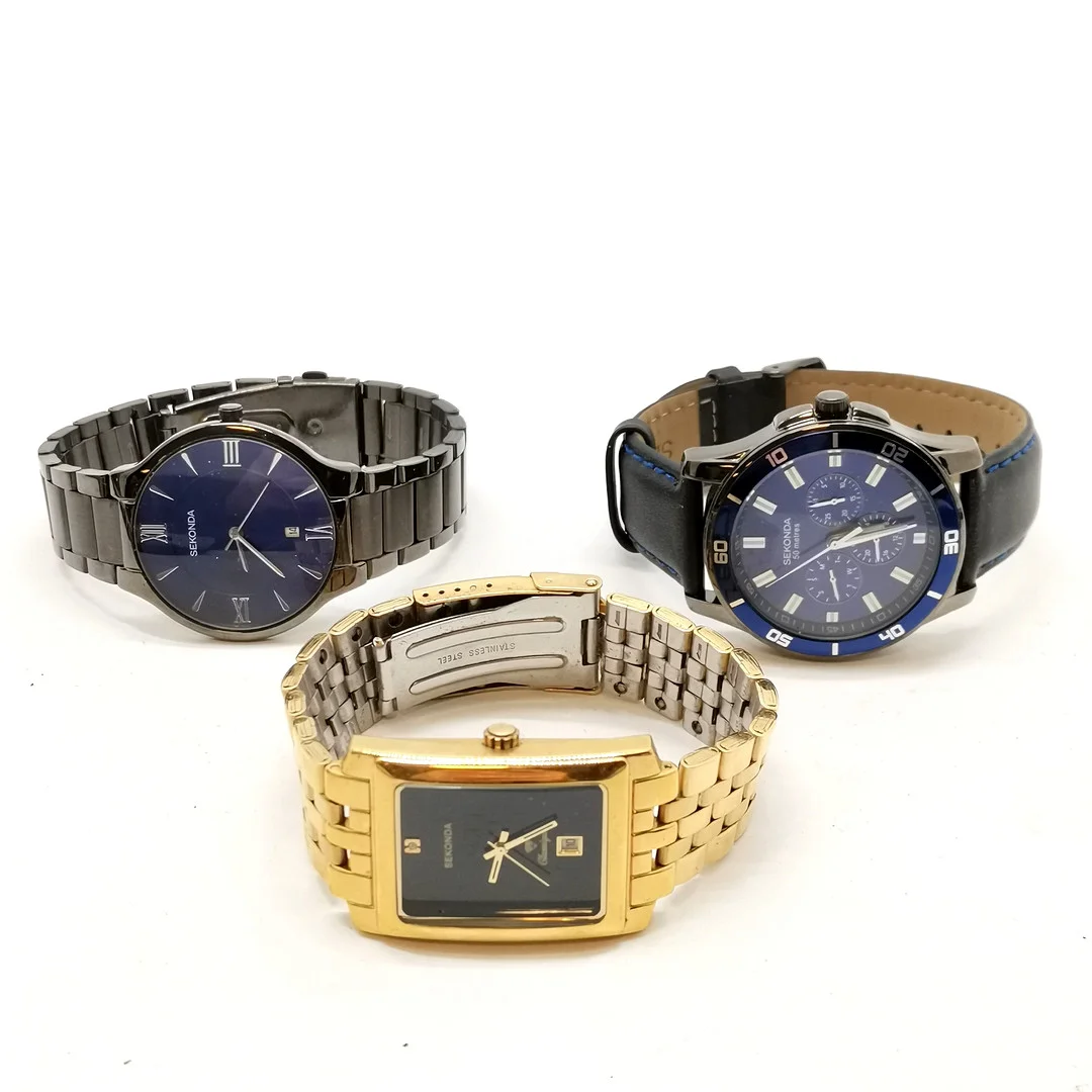 3 x SEKONDA QUARTZ WRISTWATCHES. — Wristwatches — Acreman St Auctioneers & Valuers