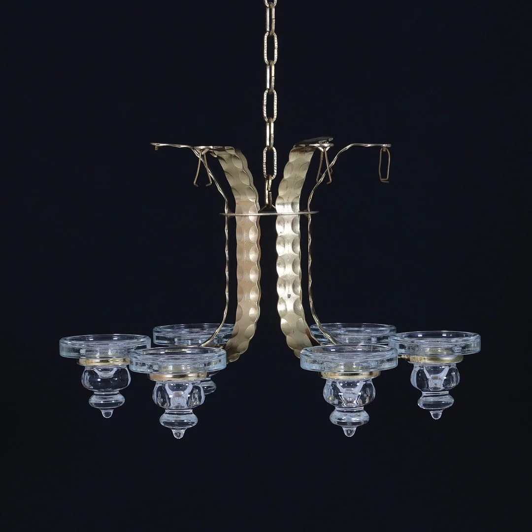 LJUSKRONA, glas, metall, 1900-talets senare del. — Chandeliers — Stadsauktion Sundsvall