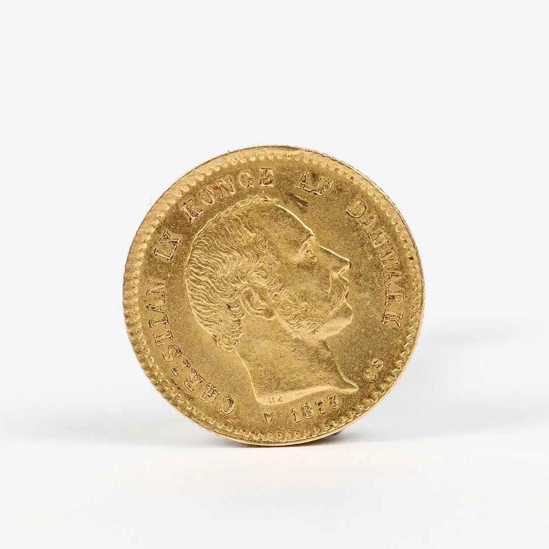 GULDMYNT, 10 kr, Christian IX, Danmark, 1873. — Coins & Banknotes — Karlstad Hammarö Auktionsverk