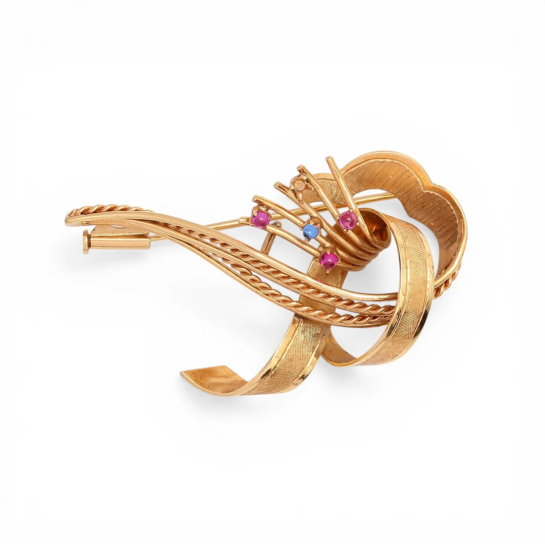 Gold and gemstones brooch, circa 1960. — Brooches & Pendants — Balclis
