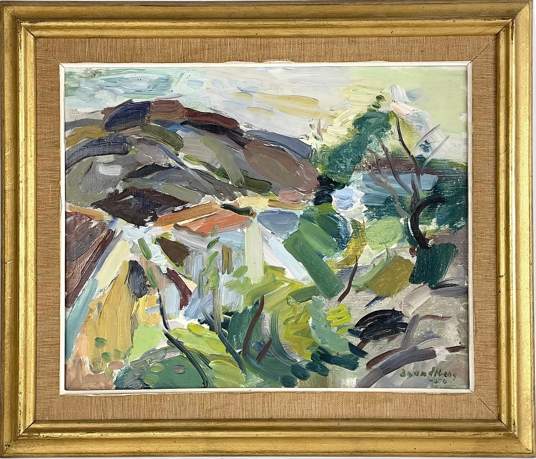 STURE BRANDTBERG. Landskapsmotiv, olja på duk, signerad & daterad Brandtberg -50. — Paintings — Roslagens Auktionsverk