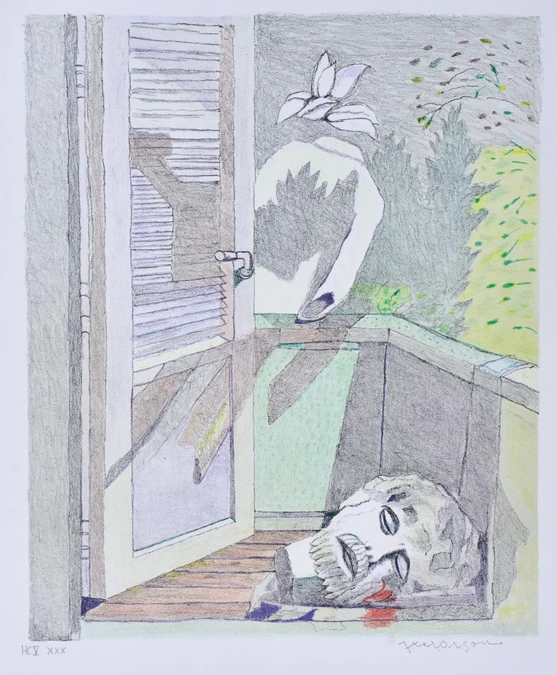 AXEL OLSON. Färglitografi. — Engravings & Prints — Halmstads Auktionskammare