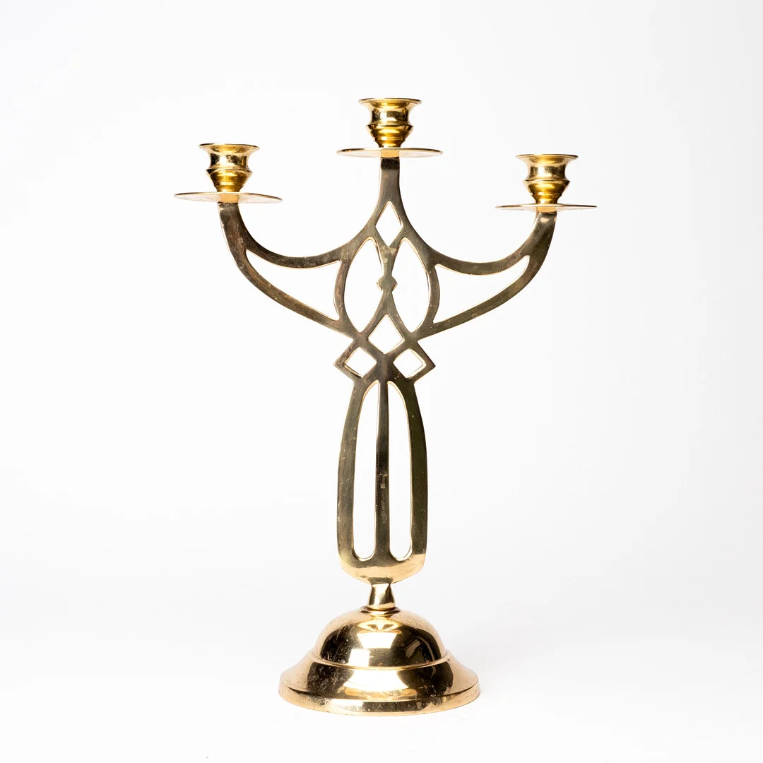 KANDELABER, mässing, jugend, tidigt 1900-tal. — Candlesticks — Auktionshuset Kolonn