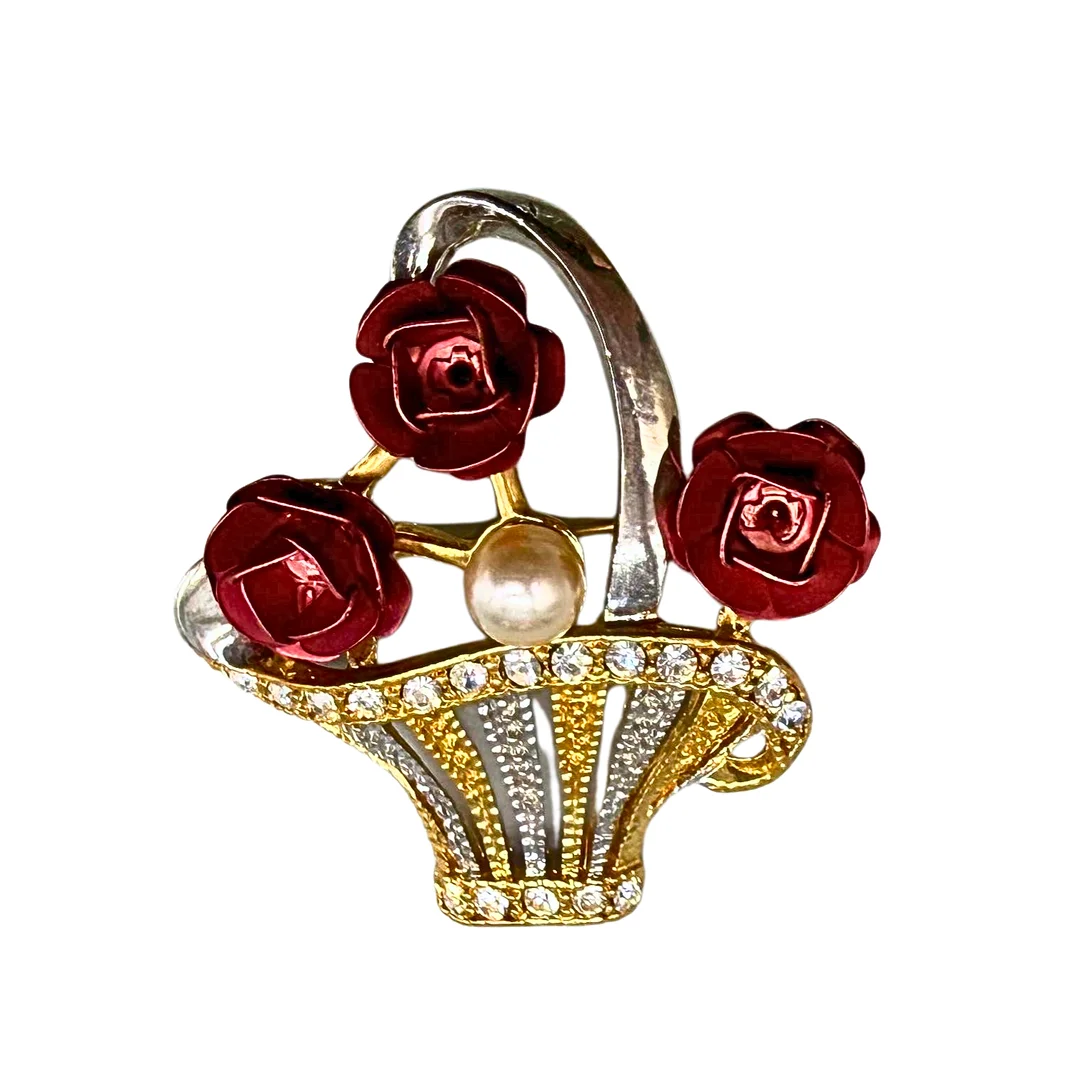 ROSENKORB BROSCHE, BESETZT MIT ZIERSTEINEN. — Brooches & Pendants — Auktionshaus Stuber's Hammerschlag