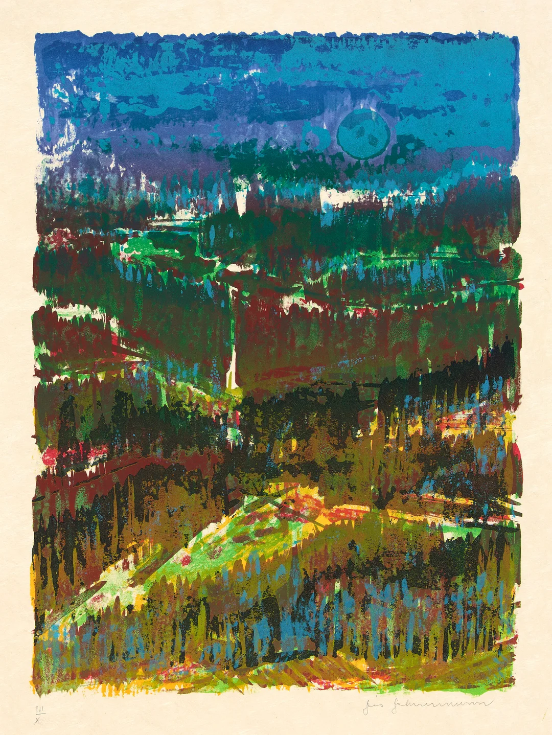 Johannessen, Jens — "Et trøndersk landskap I" 1988 — Kunst/Grafikk — Blomqvist
