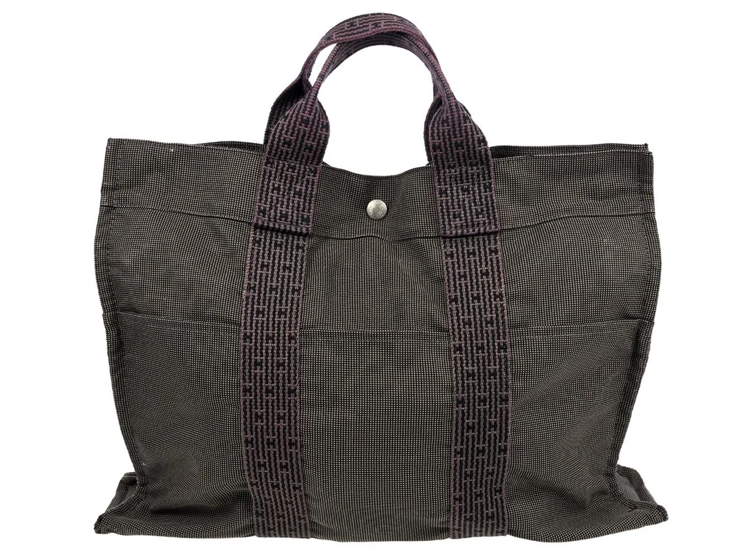 VÄSKA, HERMÈS, Fourre Tout MM Totebag, blå, grå, canvas, silverfärgade beslag, 42x32x11 cm, hål, bruksslitage. — Accessoarer/Väskor — Kaplans