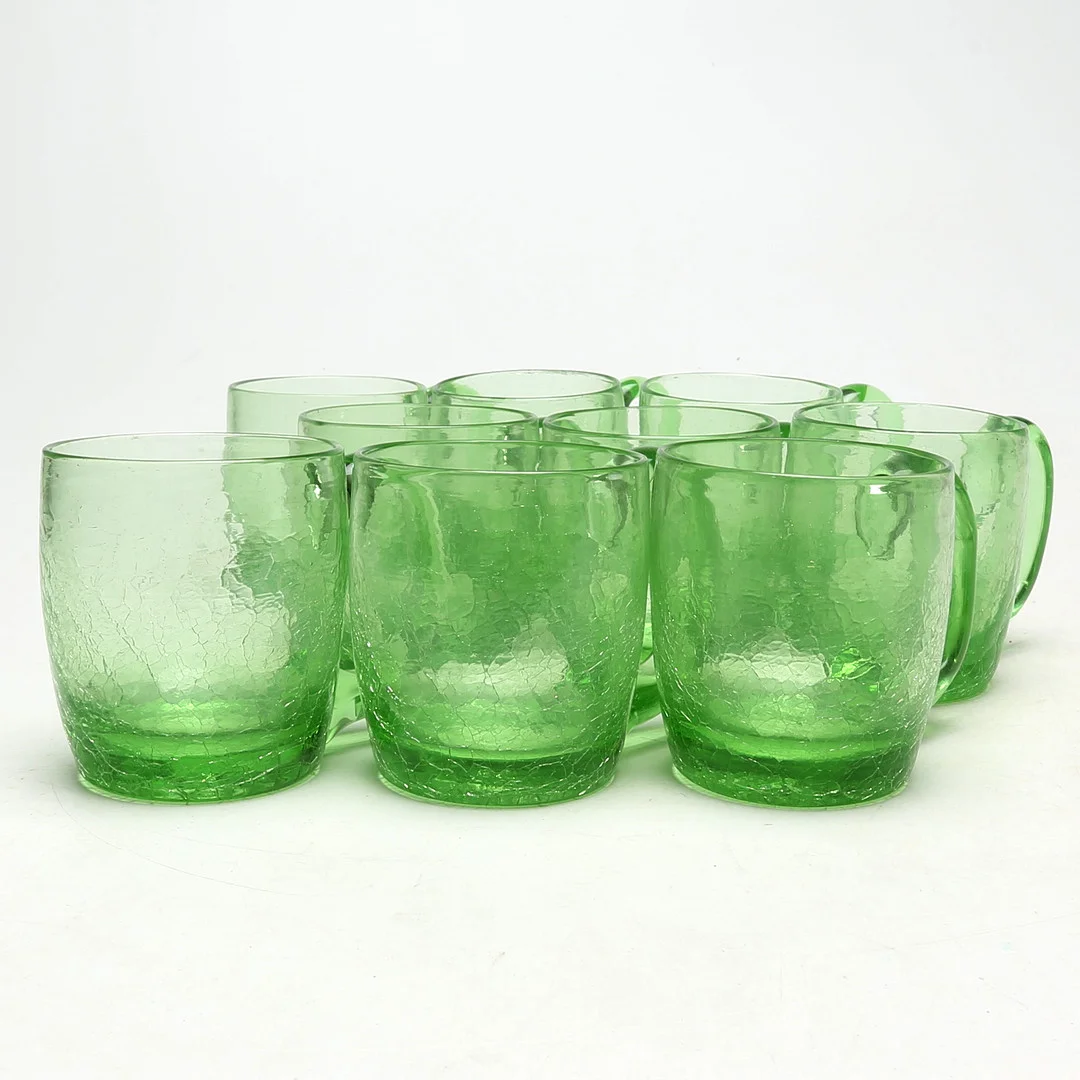 MUGGAR 9 st, glas, sannolikt Stockholms glasbruk. — Tableware — Kalmar Auktionsverk