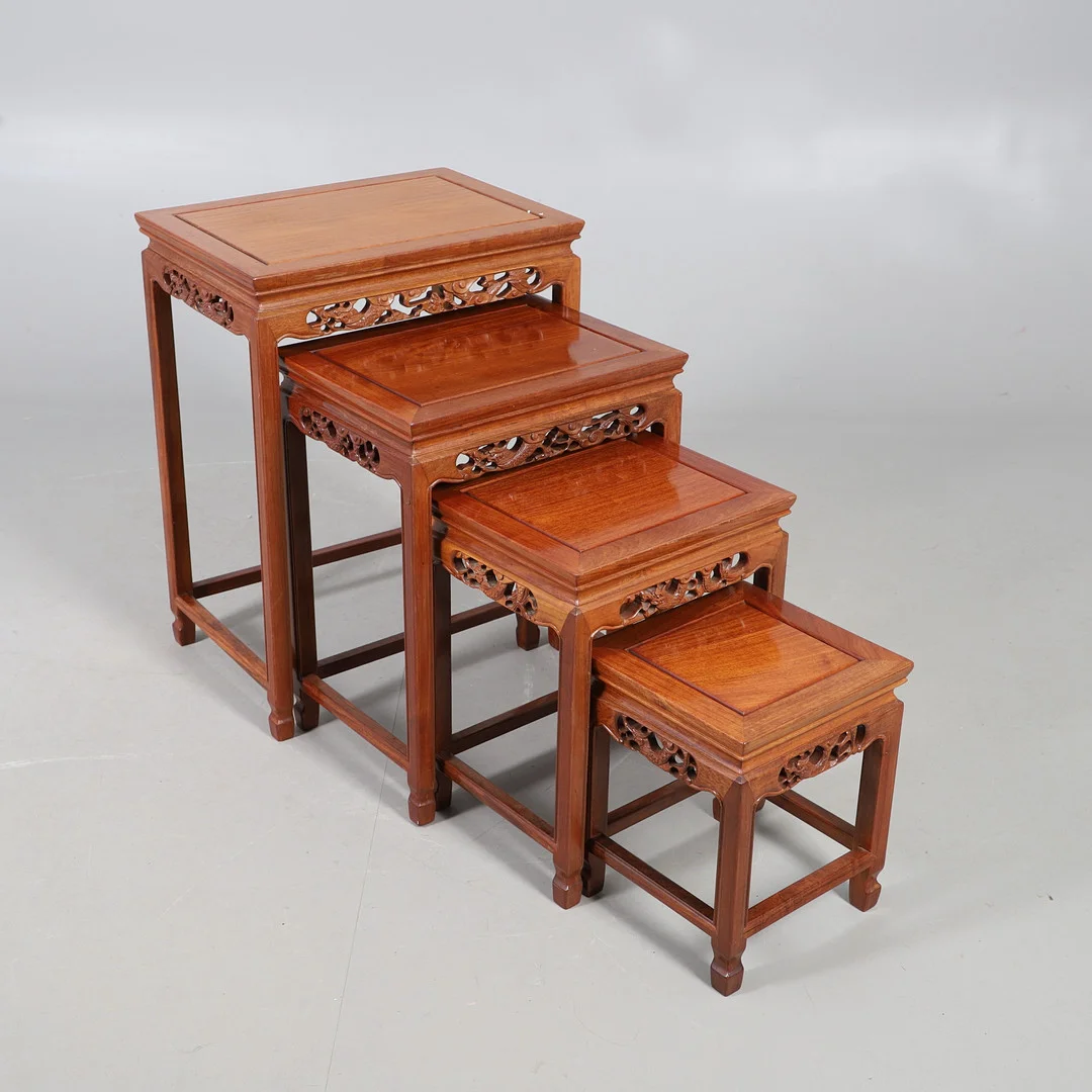 A MODERN CHINESE HARDWOOD QUARTETTO NEST OF TABLES. — Wood — Lawrences Auctioneers
