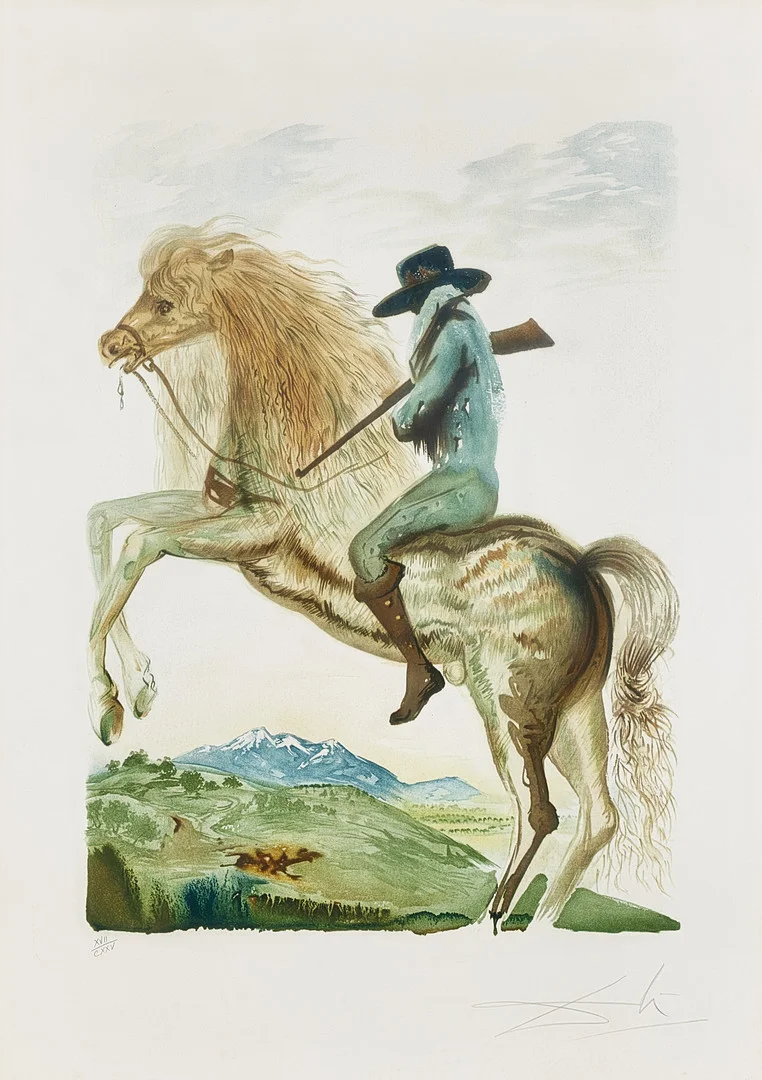 SALVADOR DALÍ. "Caballero", färglitografi, signerad och numrerad Dali XVII/CXXV. — Engravings & Prints — Stockholms Auktionsverk Magasin 5