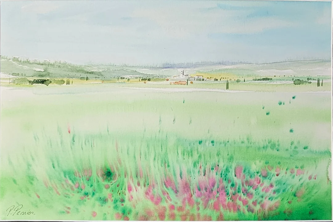 FIRMADO P. PERRIER. Paisaje, acuarela sobre papel. — Drawings — Arce Auctions
