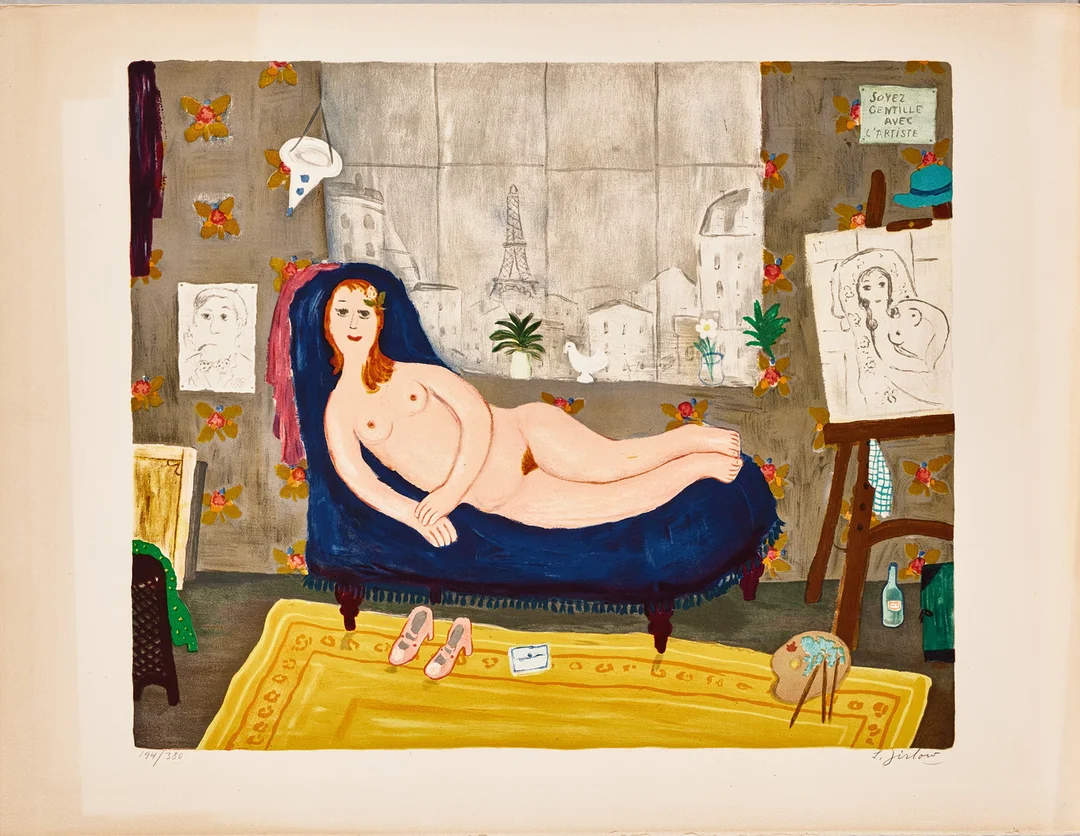 LENNART JIRLOW. Liggande modell, färglitografi, 1975. — Engravings & Prints — Stockholms Auktionsverk Magasin 5