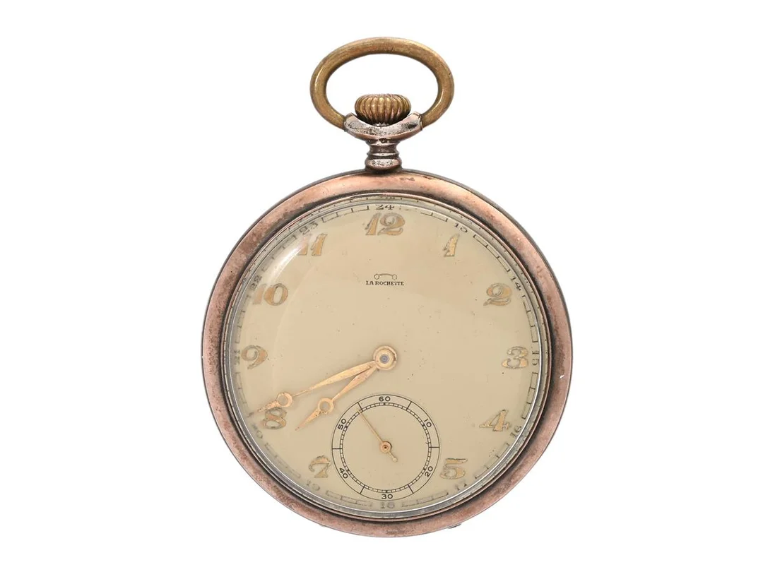 LA ROCHETTE, fickur, 49 mm, Boett nr. 10185, silver (800), ankargång, skadad urtavla, ca 1930. — Klockor/Fickur — Kaplans
