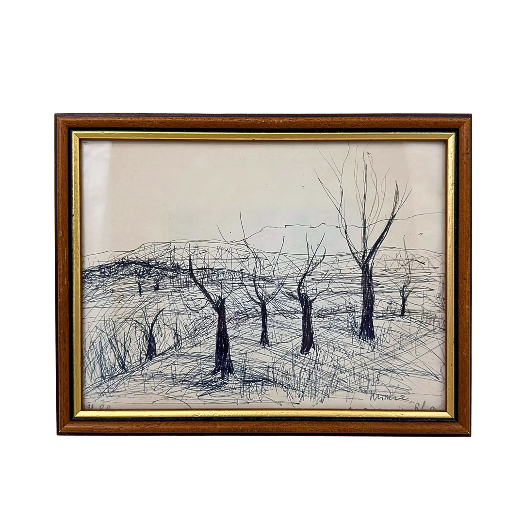 KIRMSE. ZEICHNUNG EINER LANDSCHAFTSSTUDIE IM WINTER. — Engravings & Prints — Auktionshaus Stuber's Hammerschlag