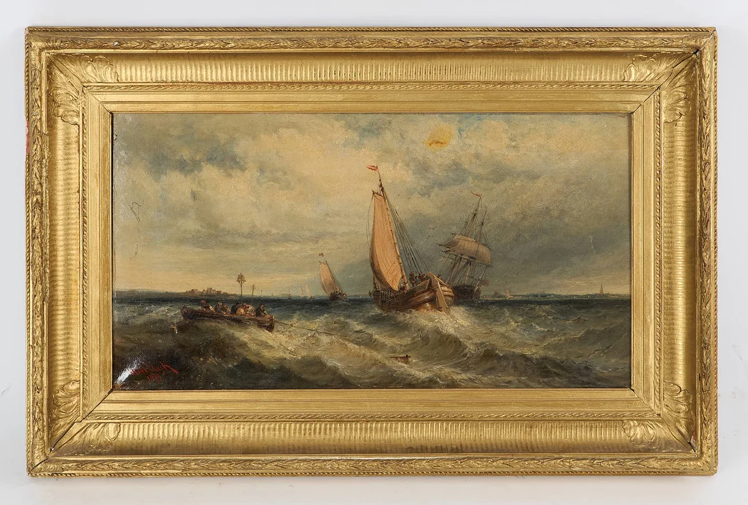 HENRI VAN WYK (1833-C.1889). Trafik på redden, signerad samt daterad 1879, olja på duk. — Paintings — Stockholms Auktionsverk Helsinki
