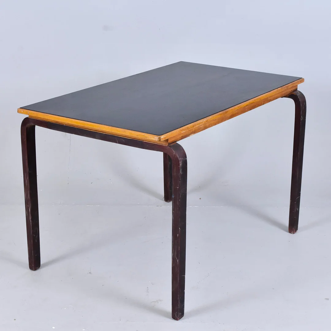 MATBORD, björk med svart laminatskiva i Alvar Aaltos stil. — Dining tables — Halmstads Auktionskammare