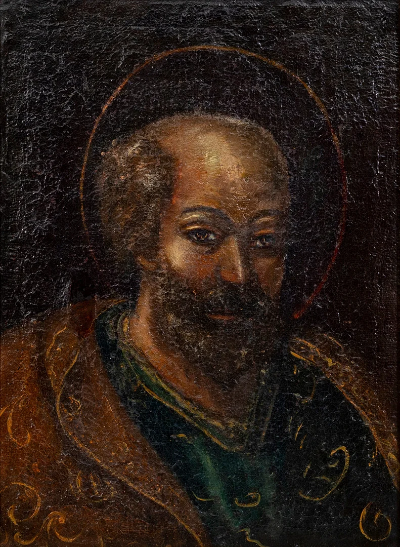 OKÄND KONSTNÄR. Helgon, olja på duk, 1700-/1800-tal. — Paintings — Auktionshuset Kolonn