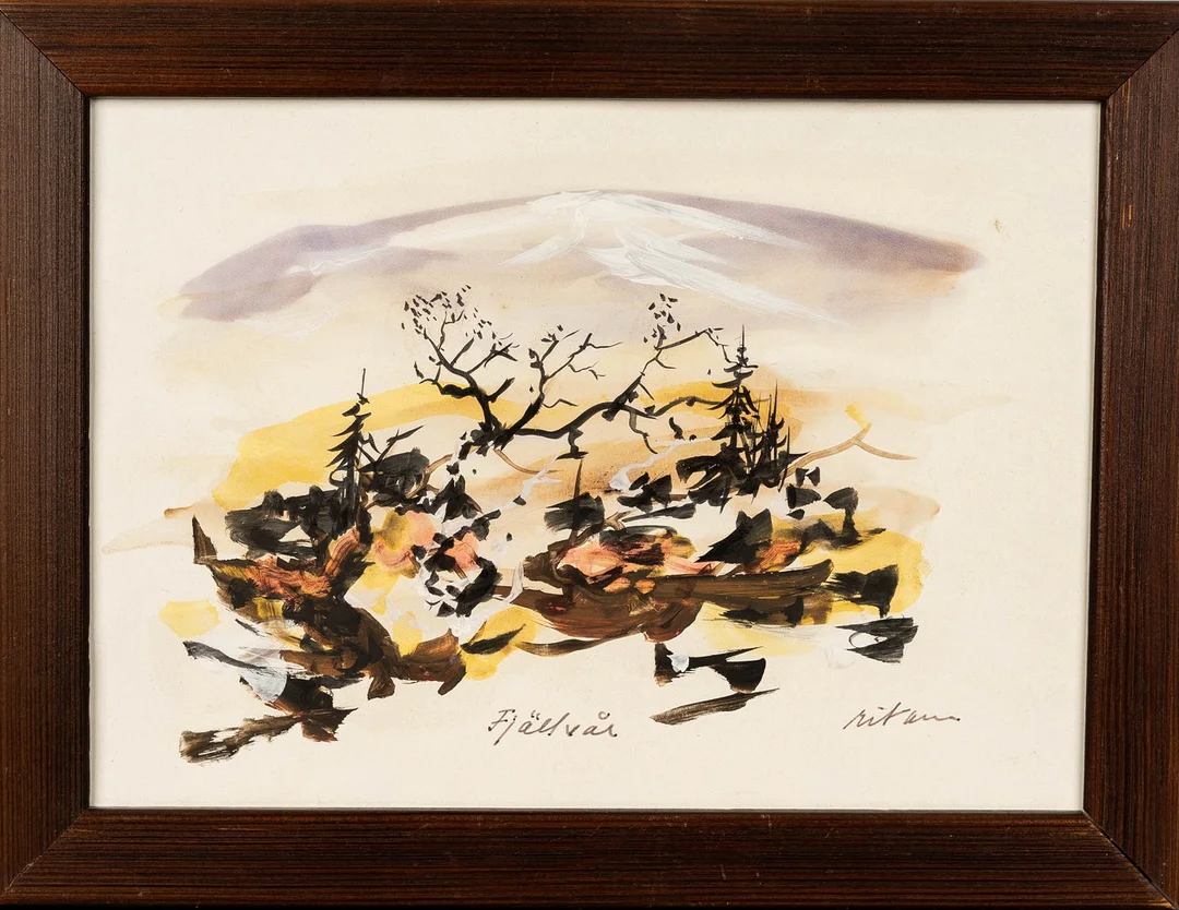 NANDOR MIKOLA. "Fjällvår", Akvarell, Signerad. — Paintings — Norrlands Auktionsverk